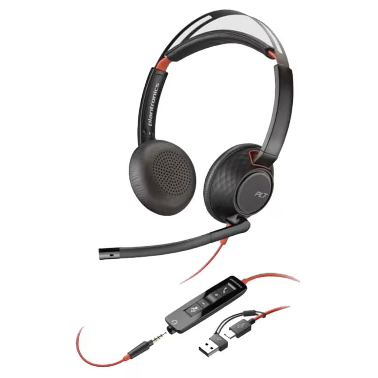 Poly Blackwire C5220T USB Corded Headset for Call Centers by HP – Noise-Canceling | Teams & Zoom Certified