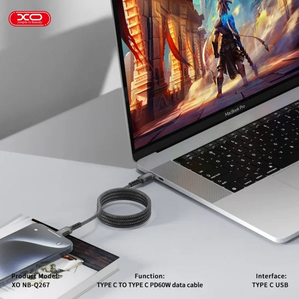 XO NBQ267 Magnetic Cable 60W – Fast Type-C to Type-C Charging