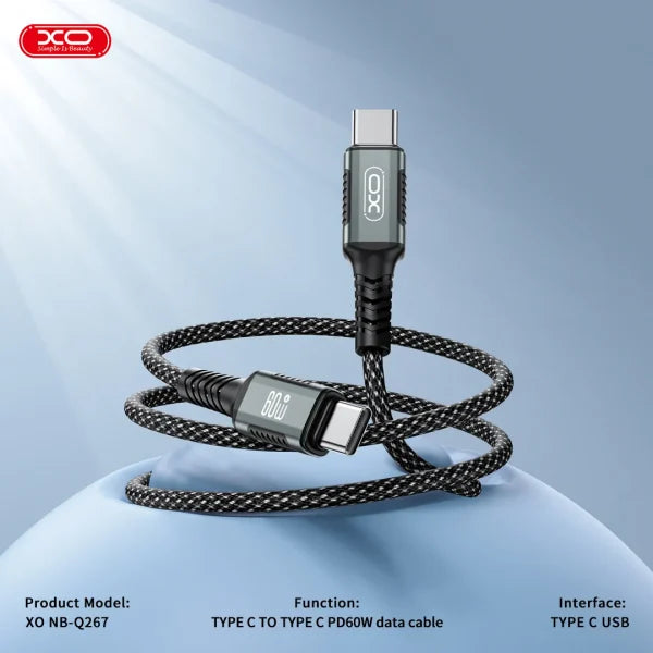 XO NBQ267 Magnetic Cable 60W – Fast Type-C to Type-C Charging