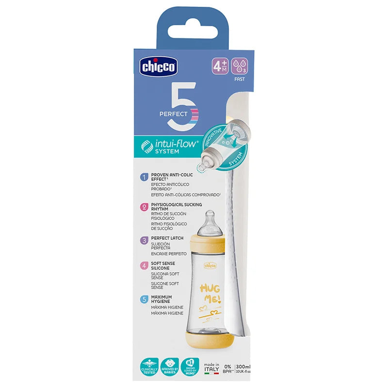 Chicco P5 BOY Bottle 300ml Anti-Colic Fast Flow 2023 CL2 - Yellow