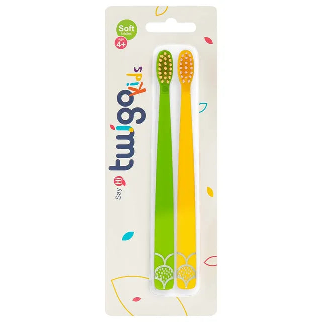 Flipper Toothbrush Twigo Kids 2-in-1 - Green/Yellow - Pack of 2