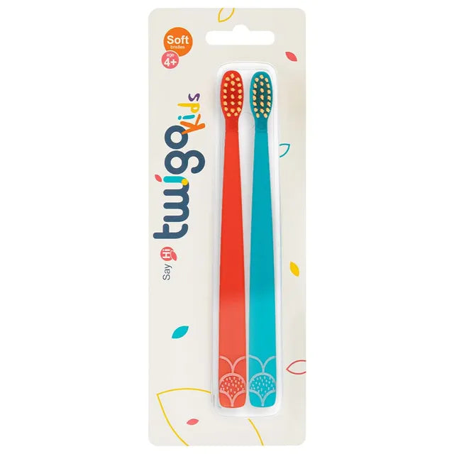 Flipper Toothbrush Twigo Kids 2-in-1 - Orange/Blue - Pack of 2