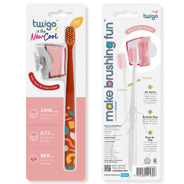 Flipper - Twigo Toothbrush With Cover - Flora Pink