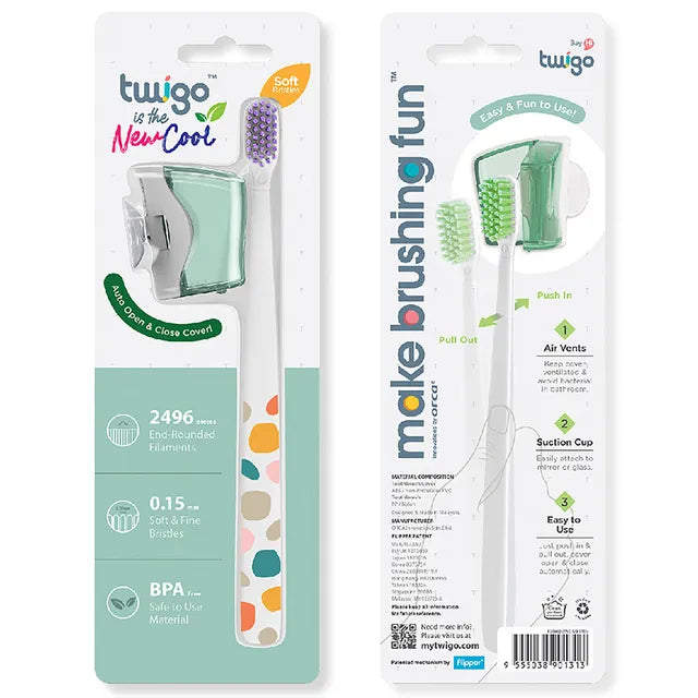 Flipper - Twigo Toothbrush With Cover - Mountain Green