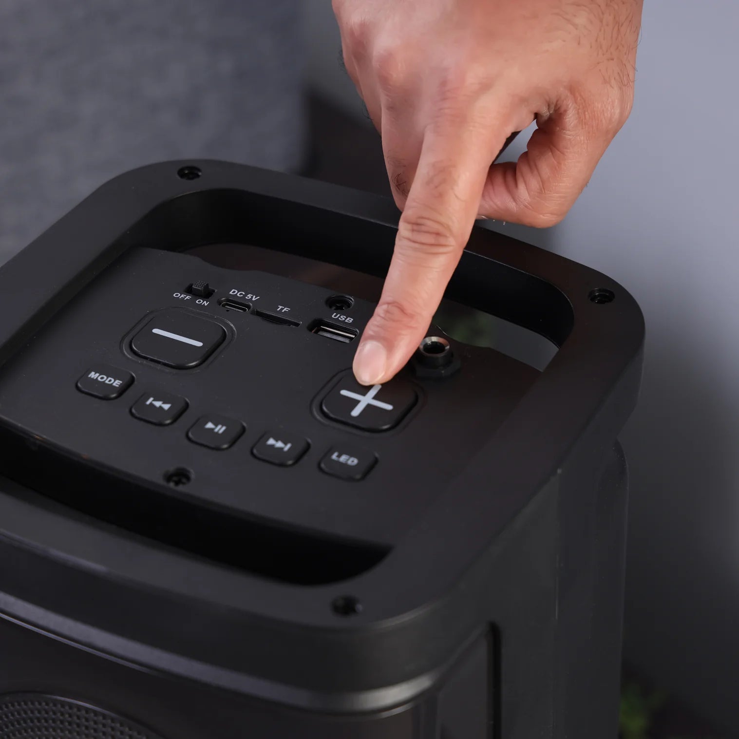 Geepas GMS11193 Rechargeable Portable Speaker – 20000W PMPO, RGB Light, Bluetooth, USB, TF, FM, TWS, VHF Mic, Remote, 2-Year Warranty