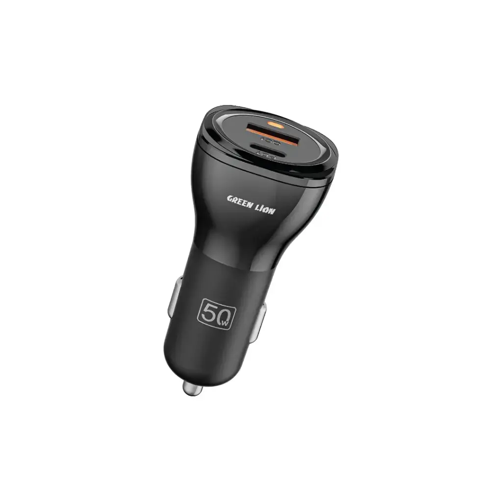 Green Lion 50W Dual Car Charger | USB-C & USB-A Fast Ports