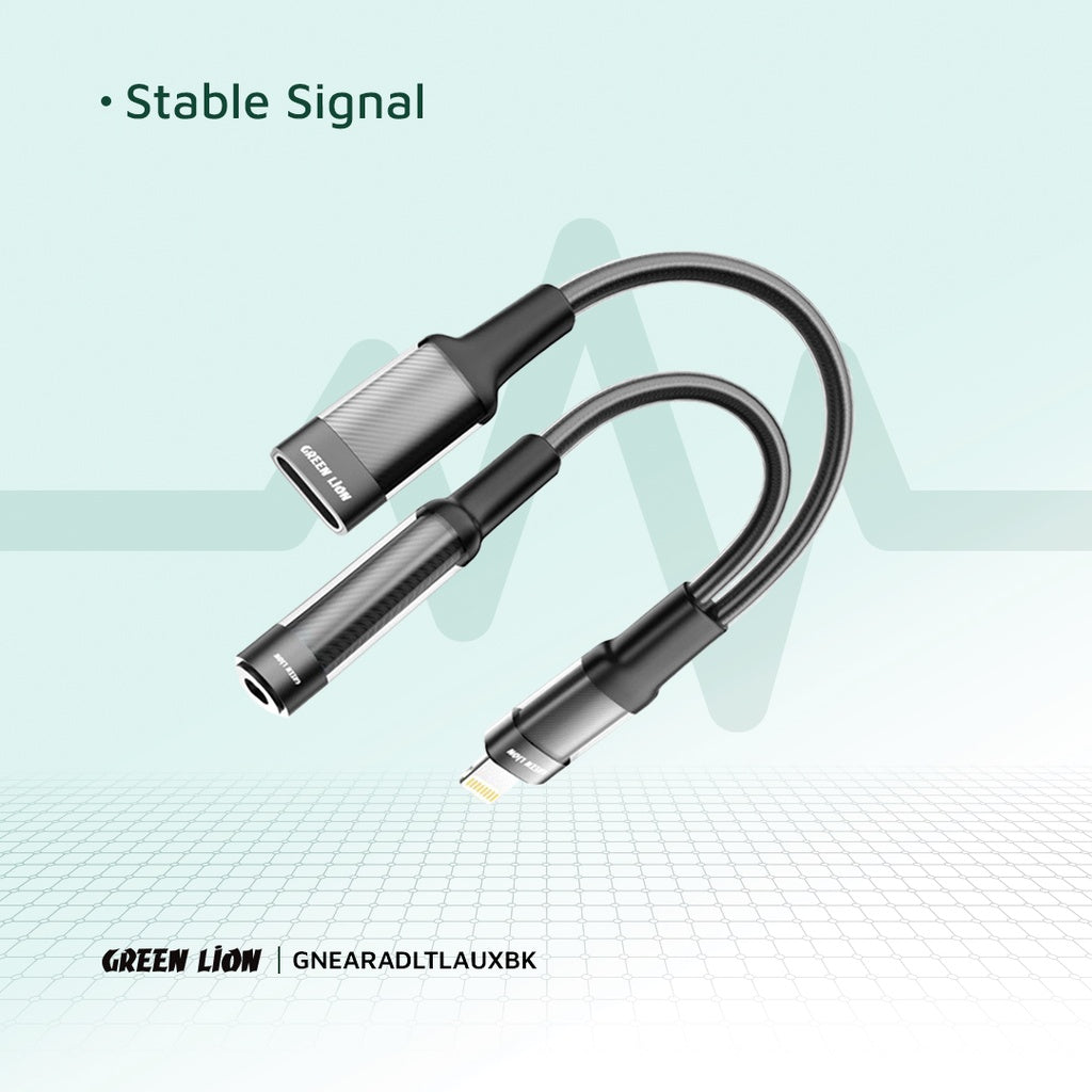Green Lion 2in1 Lightning Audio & Charge Adapter - 12CM