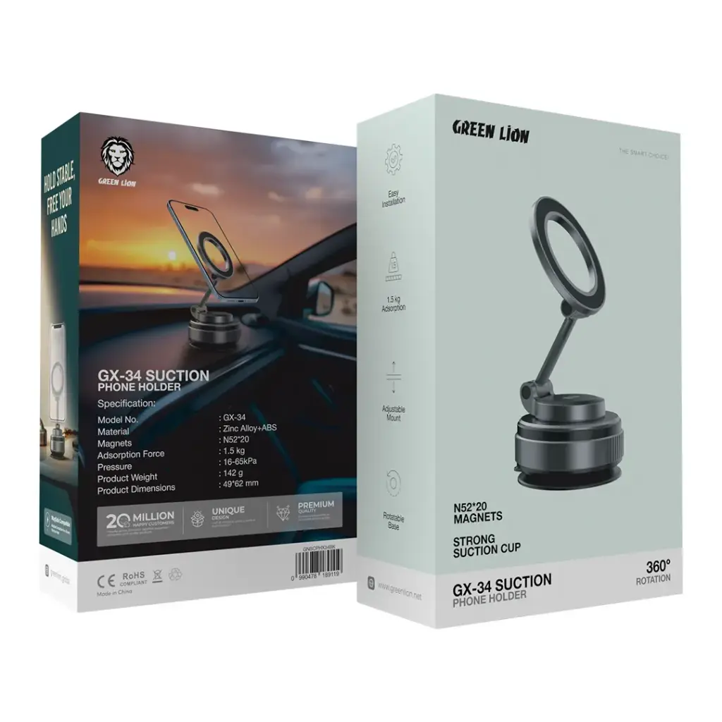Green Lion GX-34 Phone Holder – Strong MagSafe Suction Mount