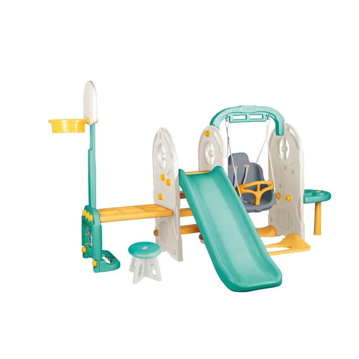 Dolu 7-in-1 Kids Playground – Slide, Swing, Basketball & More
