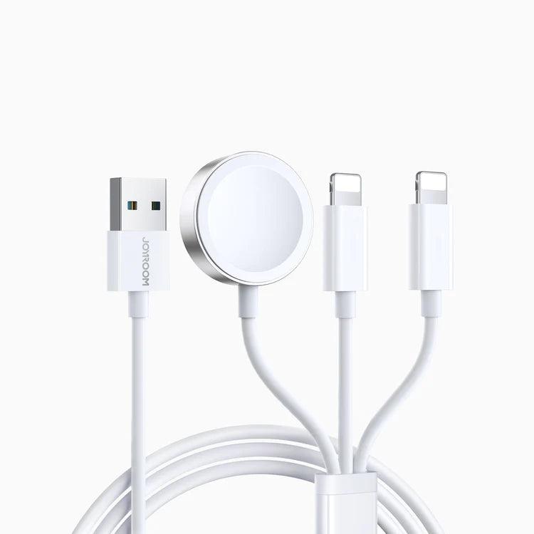 Joyroom 3 in1 iP Watch & Dual Lightning Charger 1.2m - White