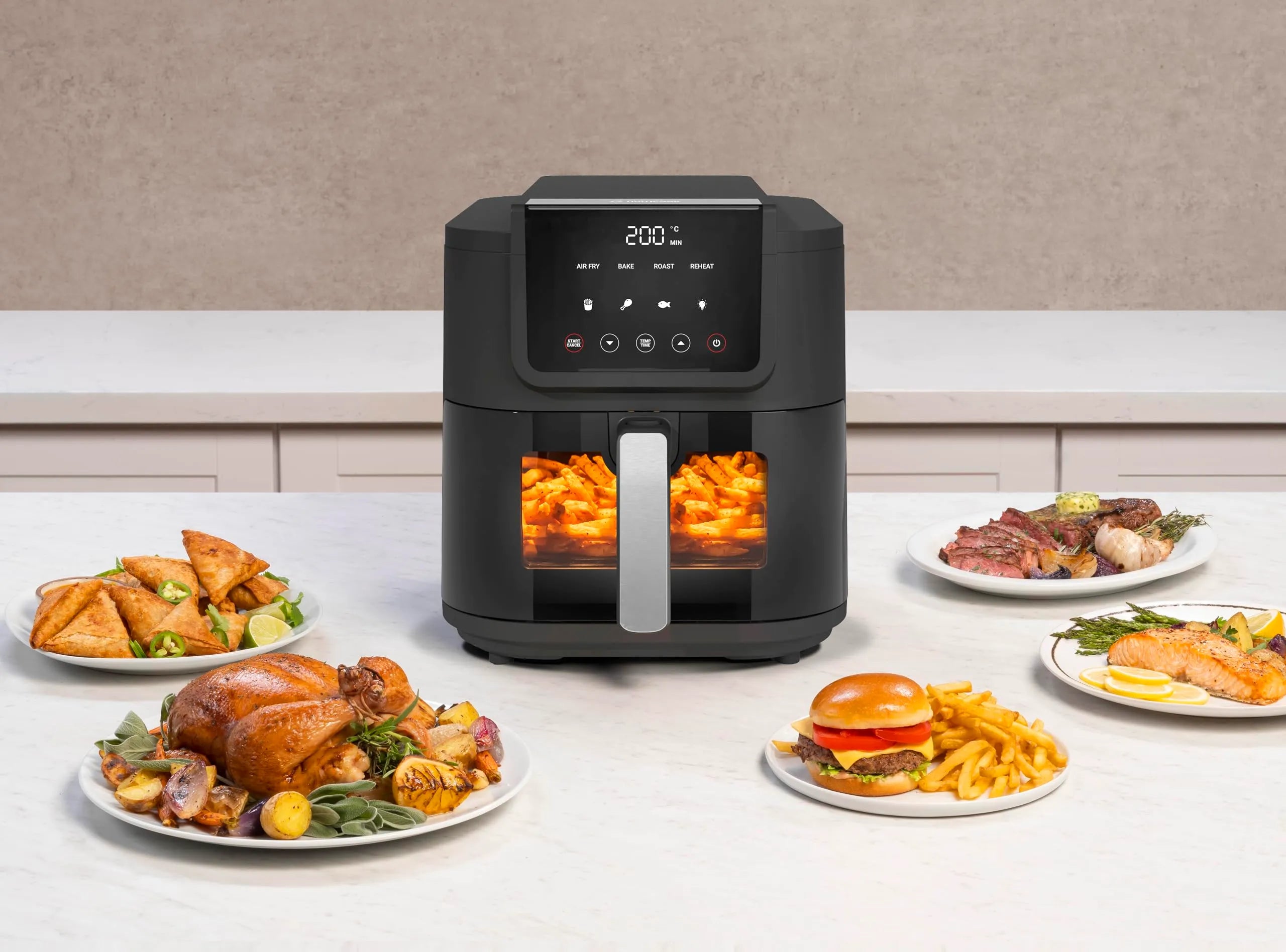 Nutricook NC-AFS100 Slim Air Fryer | 5L | 1500W | 4 Programs | Ceramic Coating | Viewing Window