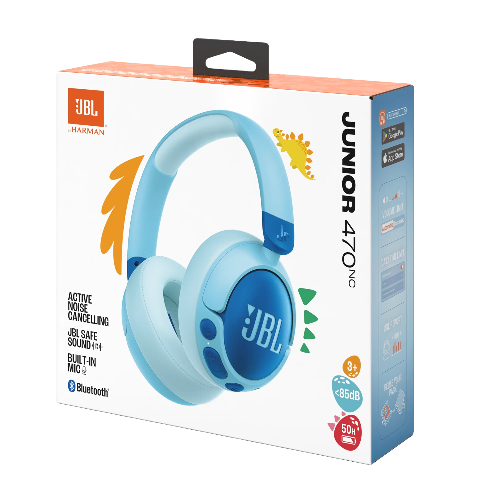 JBL Junior 470NC Wireless Kids Headphones - Noise Cancelling with Safe Sound <85dB