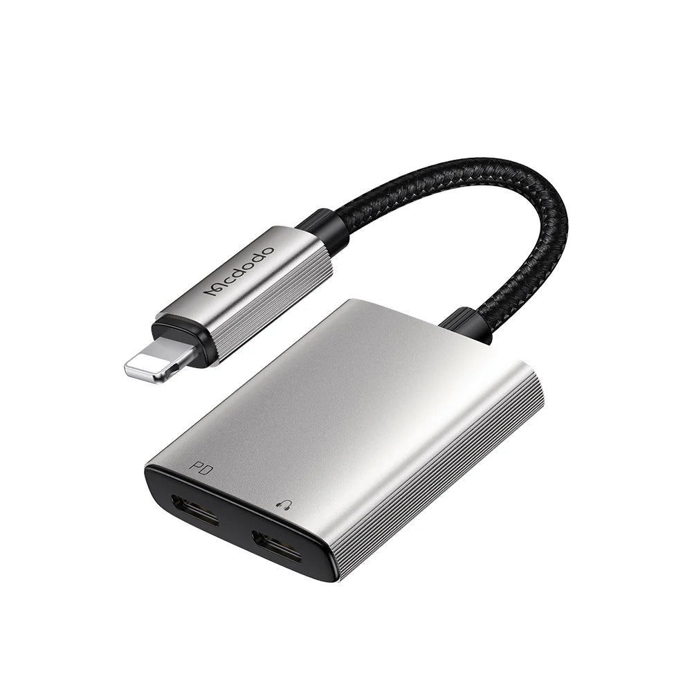 Mcdodo 2 in 1 Lightning to Dual Lightning Audio Adapter - Black