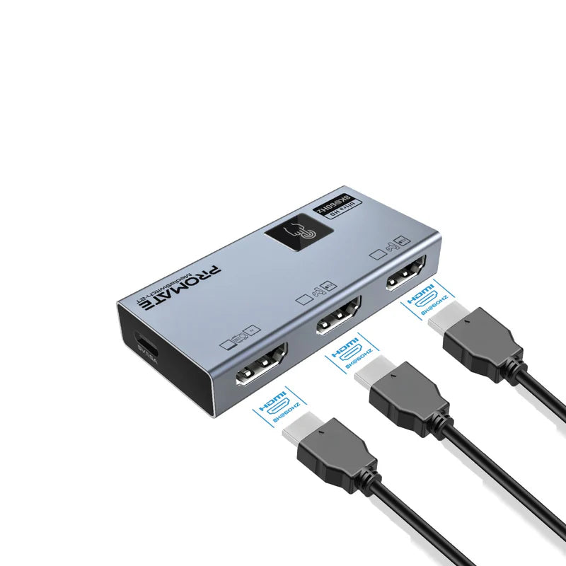 Promate MediaSwitch-2T Ultra-HD 8K@60Hz HDMI® Switch with Smart Touch Control