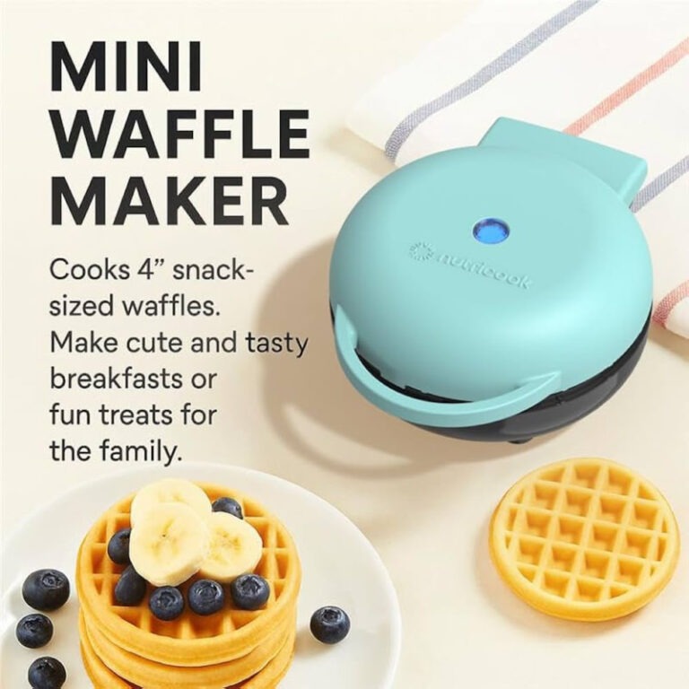Nutricook NC-WM100AQ Mini Waffle Maker | Fast Heating | Even Cooking | Light Blue
