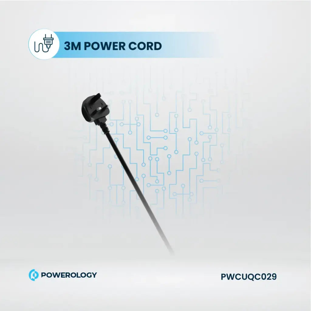 Powerology 2500W Power Strip with 4 AC Ports & Retractable Cables