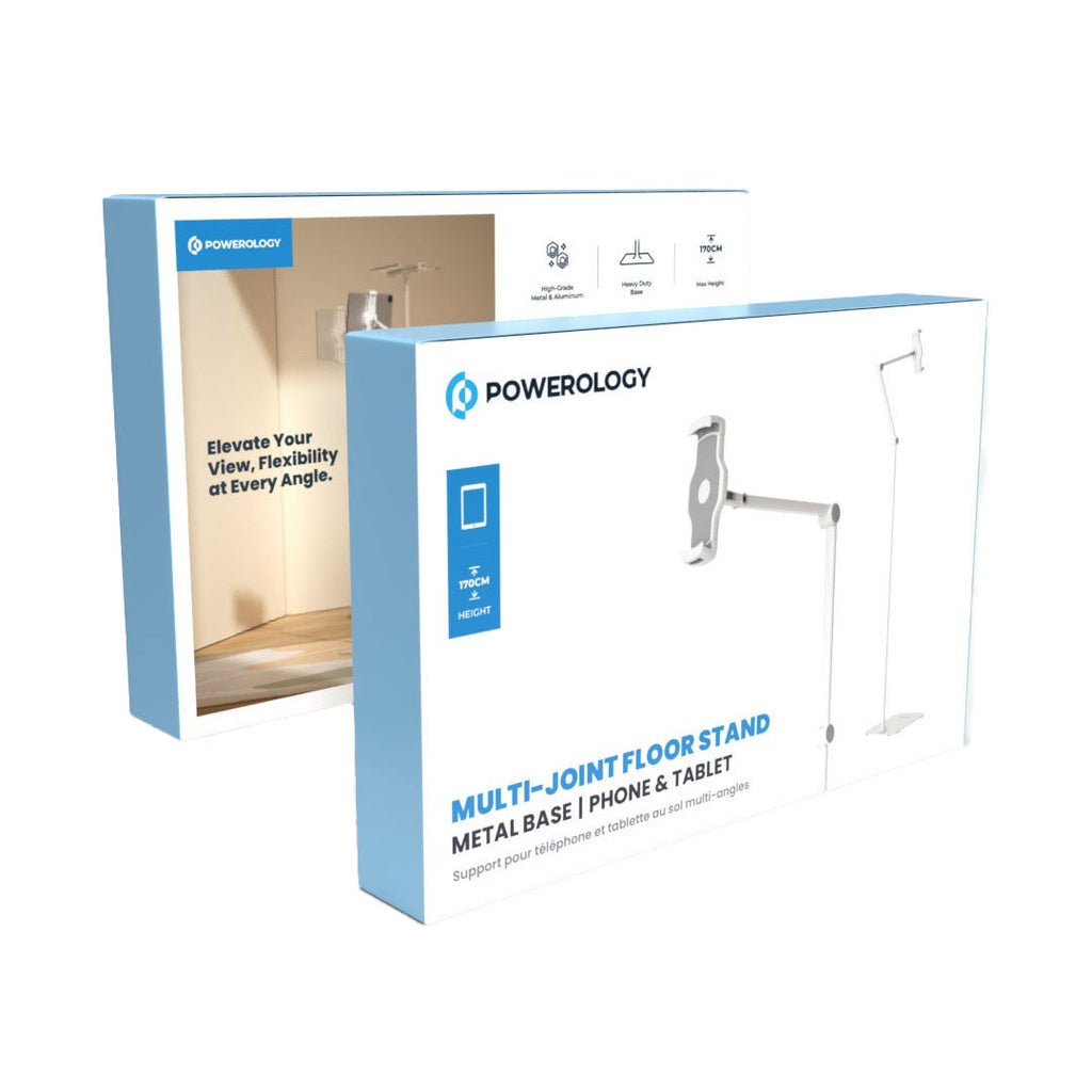 Powerology Floor Stand with Metal Base for Phone & Tablet – White