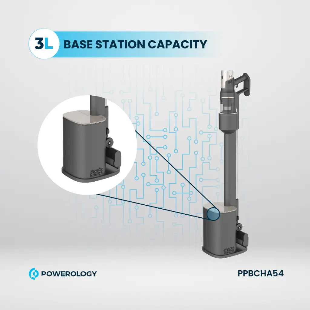 Powerology Cordless Vacuum with Auto Disposal & Charging – Black