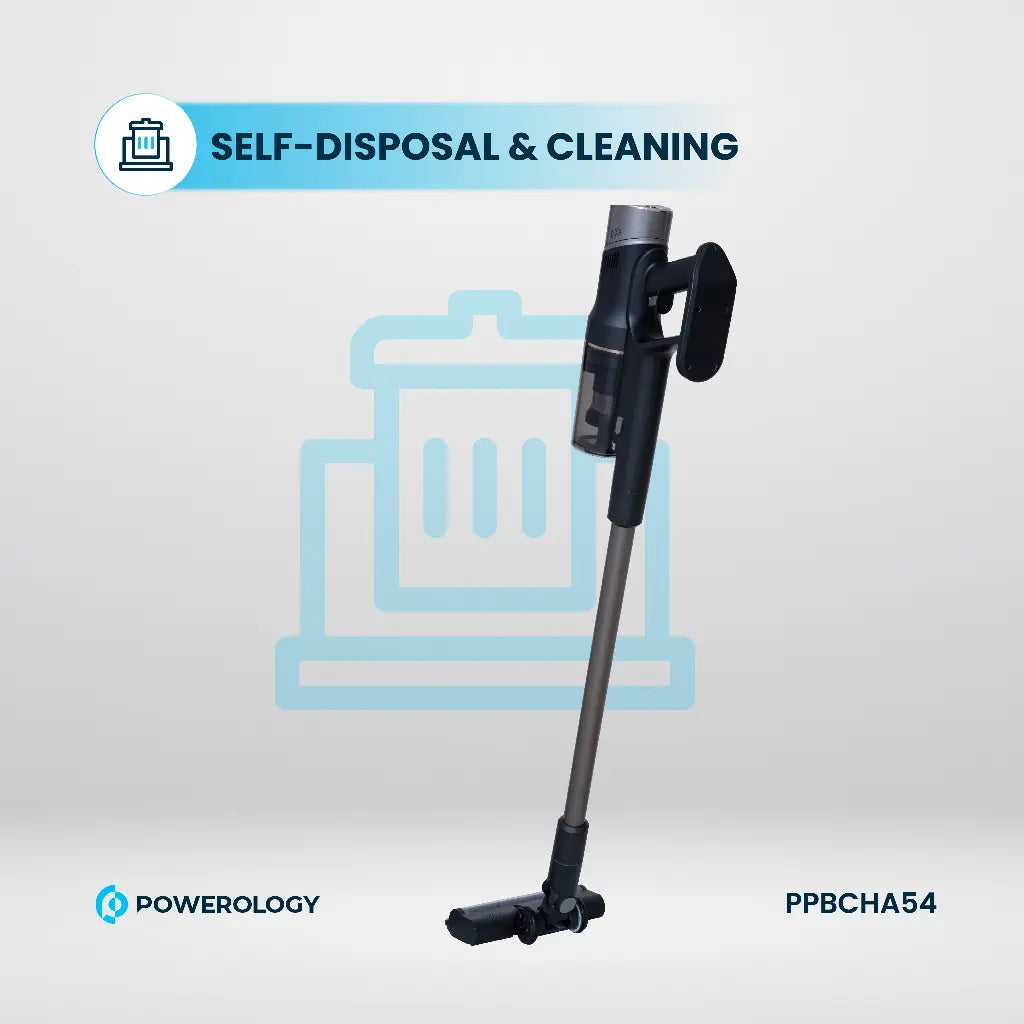 Powerology Cordless Vacuum with Auto Disposal & Charging – Black