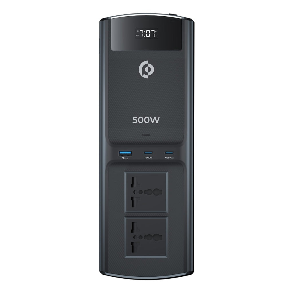Powerology 500W Car Inverter with Dual USB-C & AC Output