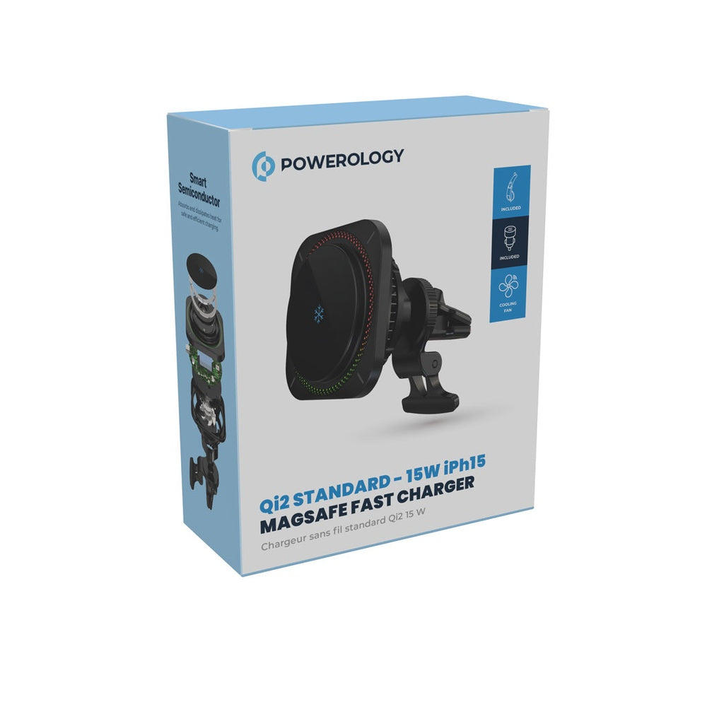 Powerology Qi2 Standard 15W MagSafe Fast Charger Compatible with iPhone 15