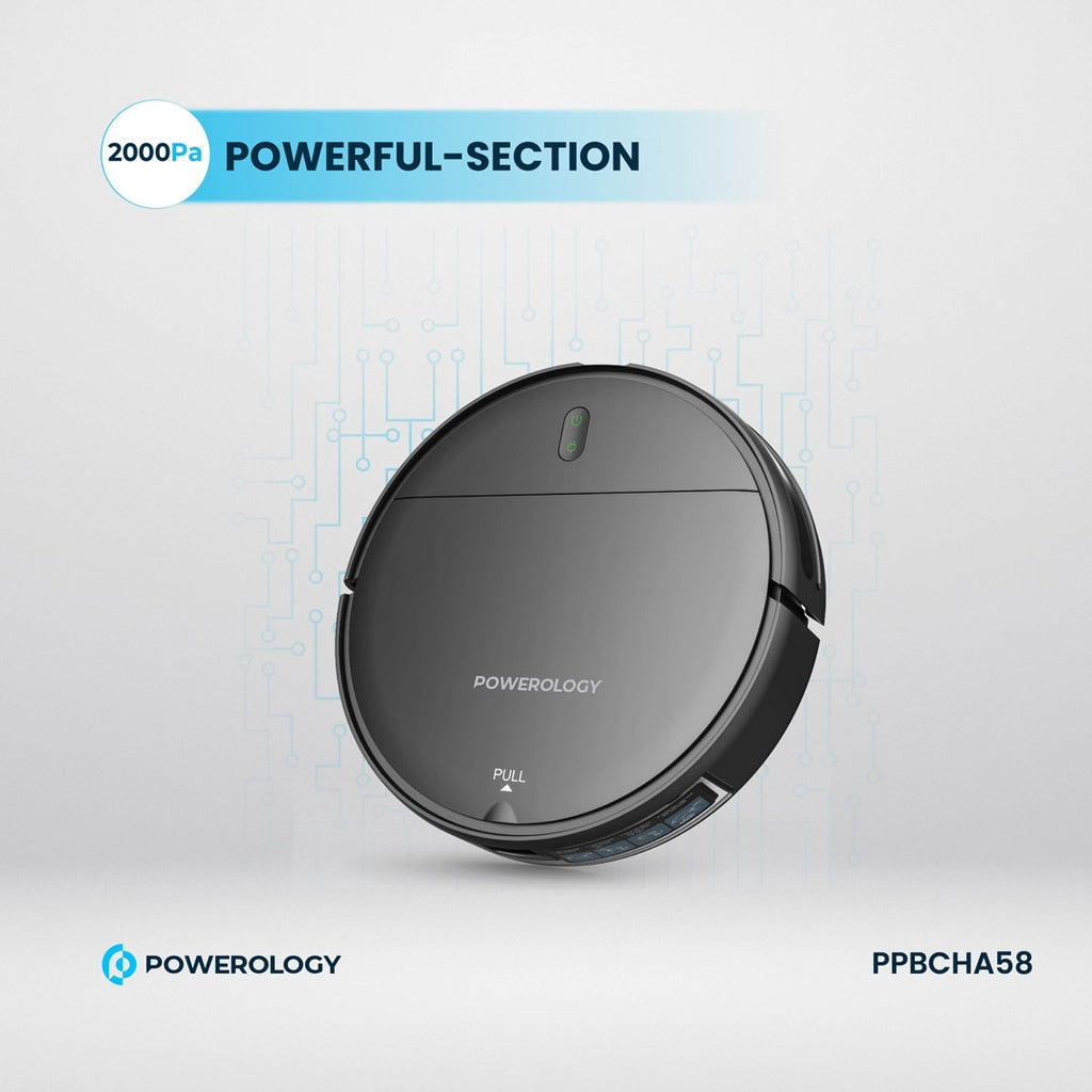 Powerology Smart Robovac 2-in-1 Vacuum & Mop – Black