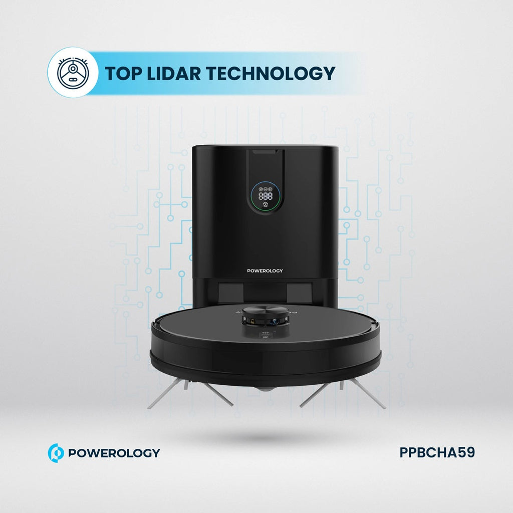Powerology Smart Robot Vacuum & Mop with Cleaning Station – Black