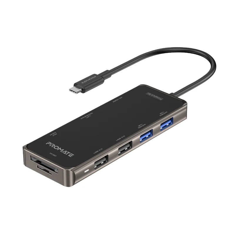 Promate PrimeHub-Go 9 In 1 Type-C Adapter 100W Power Delivery