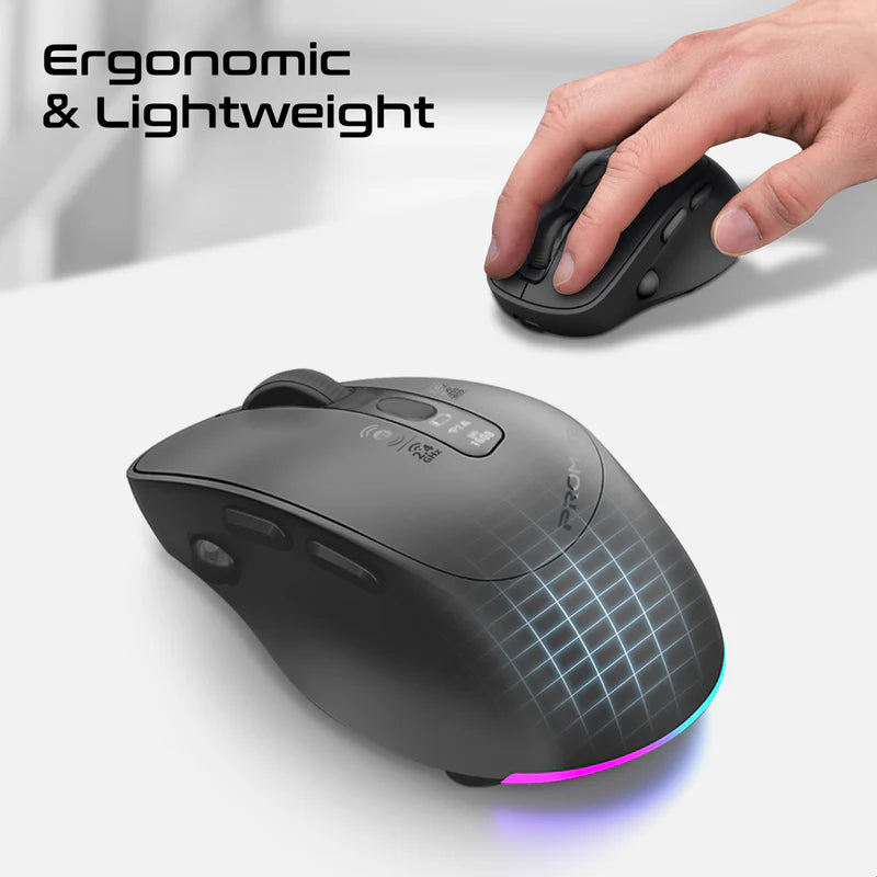 Promate Blix-3M Silent-Click 1600DPI Triple-Mode Rechargeable Mouse w/ Multi-Device Connectivity
