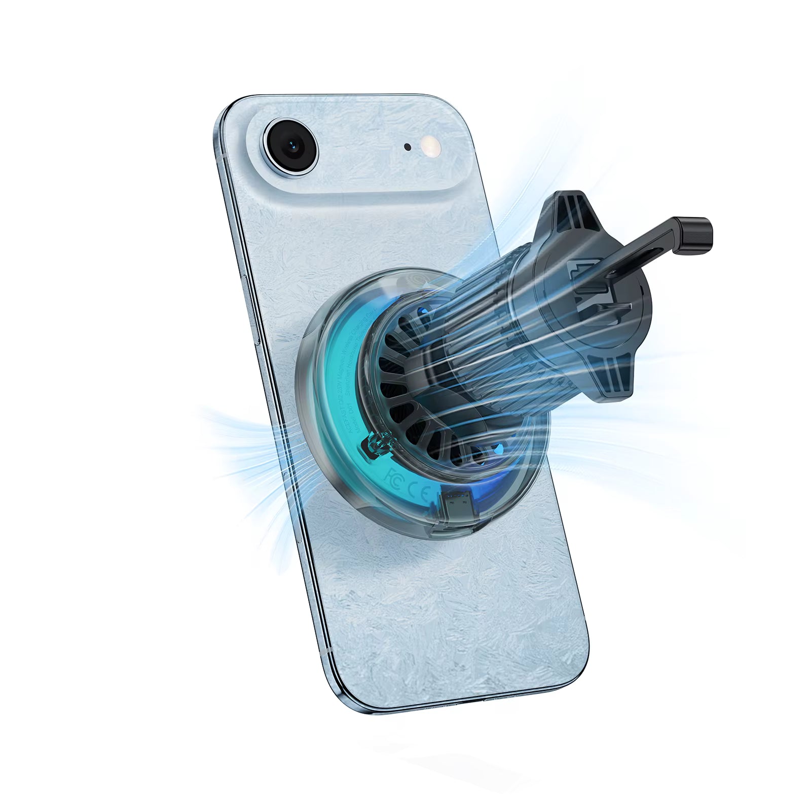 ACEFAST D61 Qi2 25W Magnetic Car Mount Wireless Charger with Cooling Fan & RGB Light