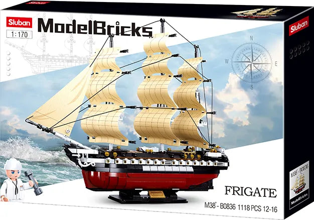 Sluban USS Frigate Building Set M38-B0836 - 1118 Pieces Military Ship Model