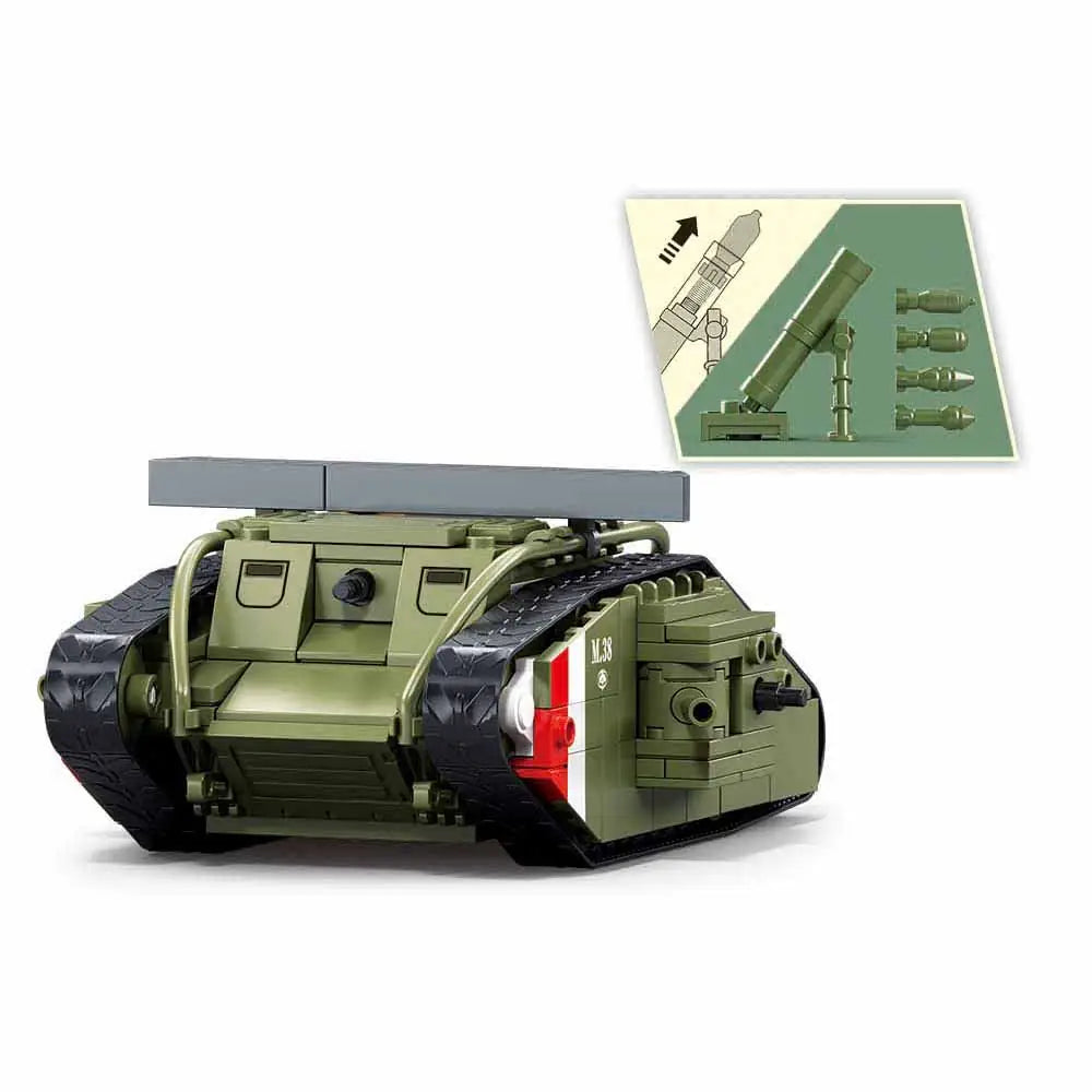 Sluban Army Assault Tank WWII Mark Vs 516 Pieces | M38-B1296 Historical Set