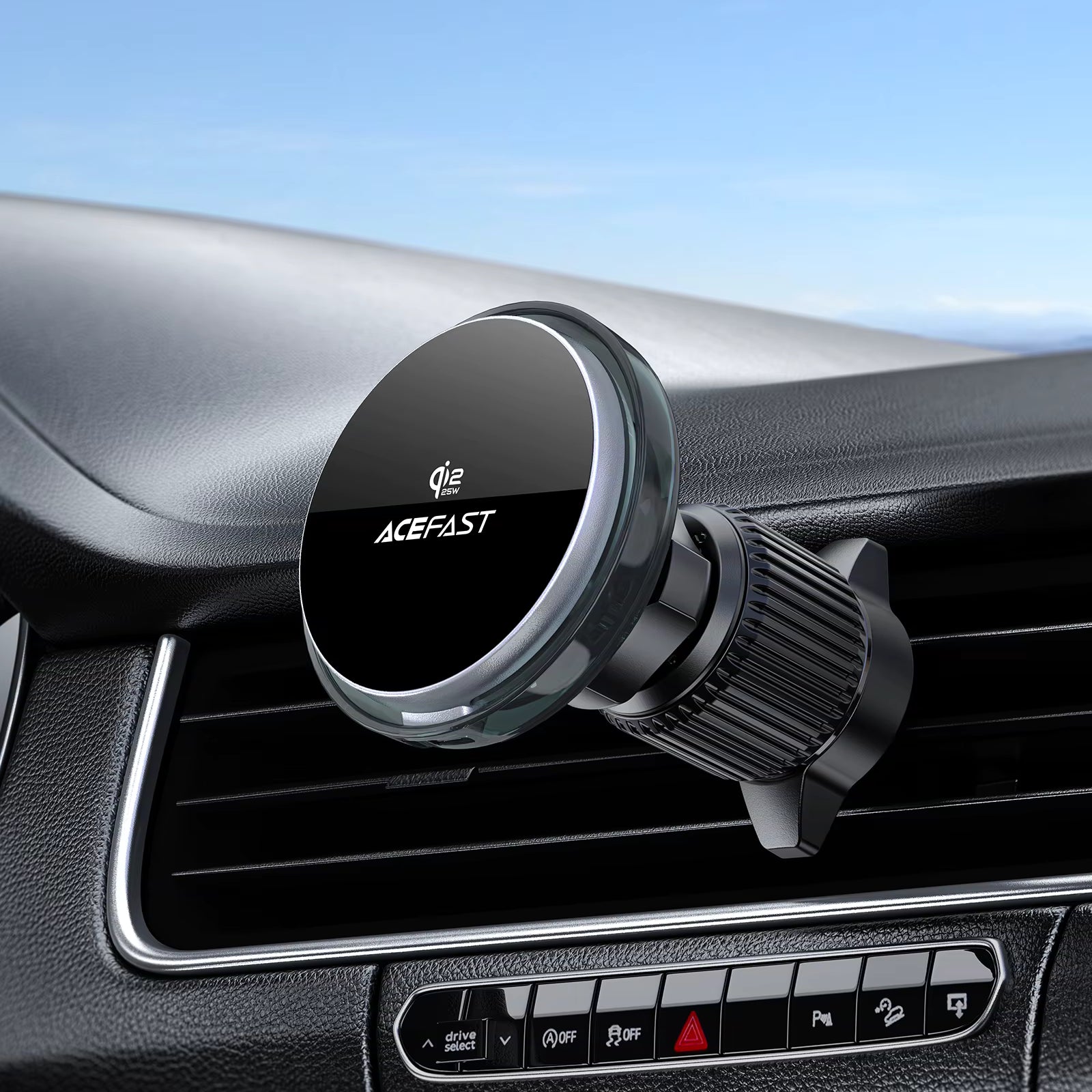 ACEFAST D61 Qi2 25W Magnetic Car Mount Wireless Charger with Cooling Fan & RGB Light