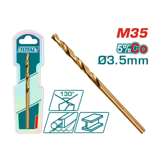 TOTAL 3.5mm Cobalt Drill Bit HSS CO-M35 TAC11203501
