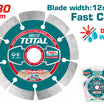 TOTAL Dry Diamond Cutting Disc 230mm for Tiles & Concrete
