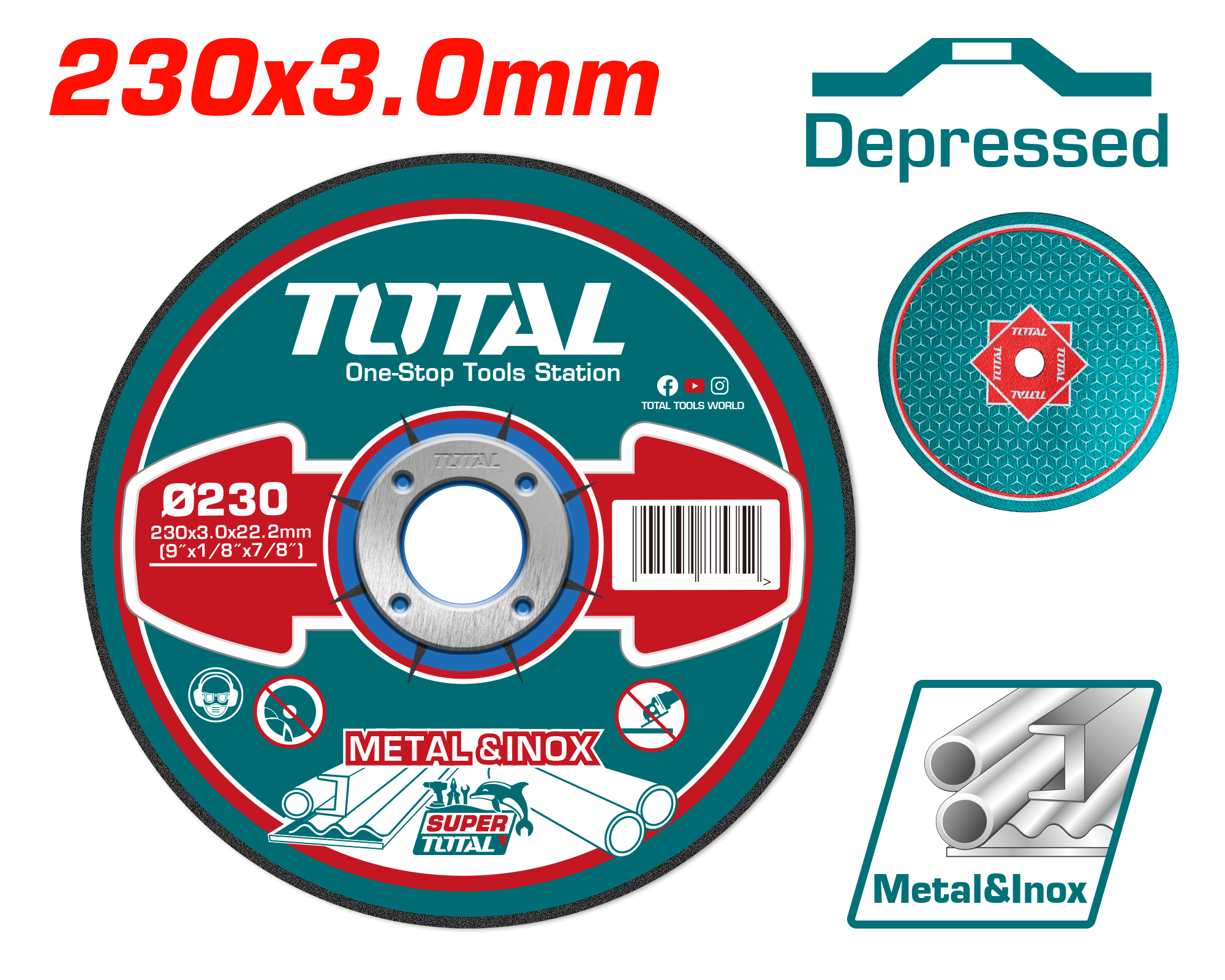 TOTAL 230mm Metal Cutting Disc 3.0mm – TAC2212301HA