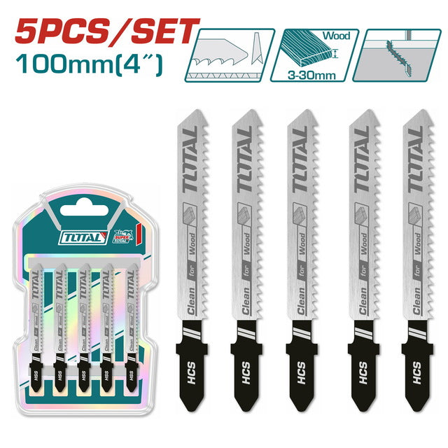 TOTAL Jig Saw Blades for Wood – 5pcs – TAC51101B