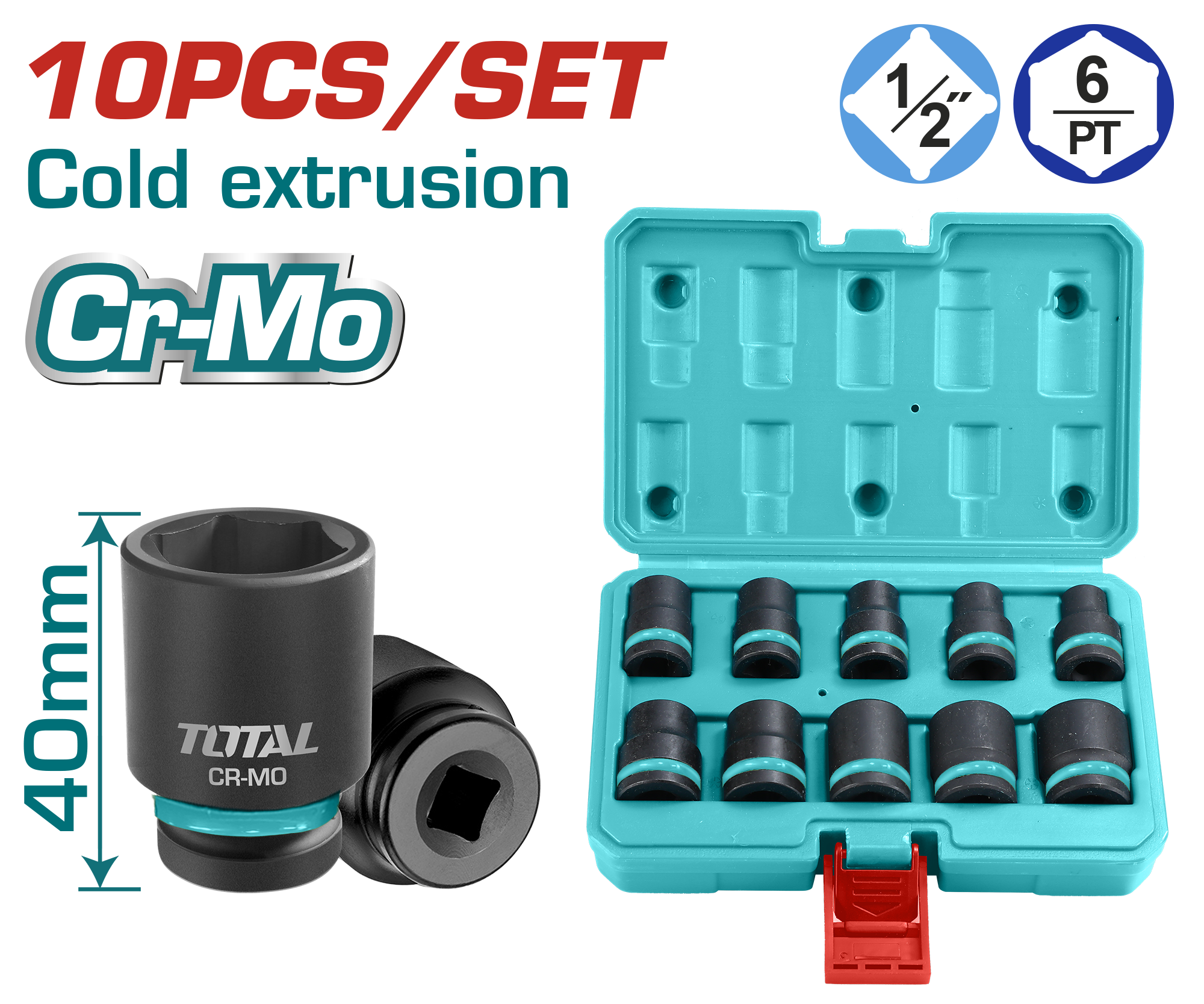 Total 10-Piece 1/2" Socket Set (THISTD12101)