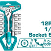 Total 12-Piece Socket Set with Ratchet Handle 1/2 Inch (THT141121)