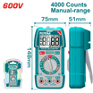 TOTAL Digital Multimeter 600V, TRMS 4000 Counts, DC/AC Voltage