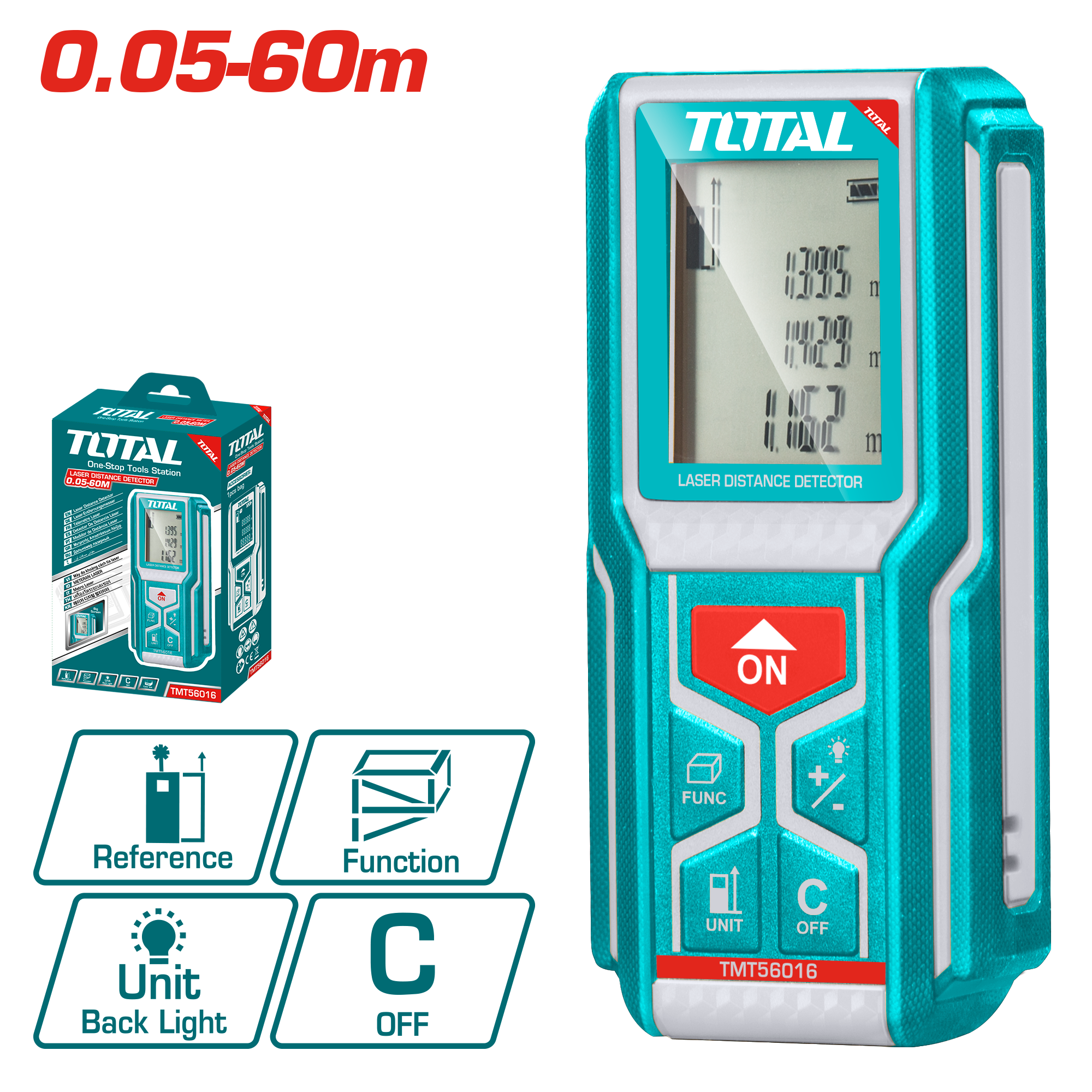 Total Laser Distance Detector 60M (TMT56016) – High Precision