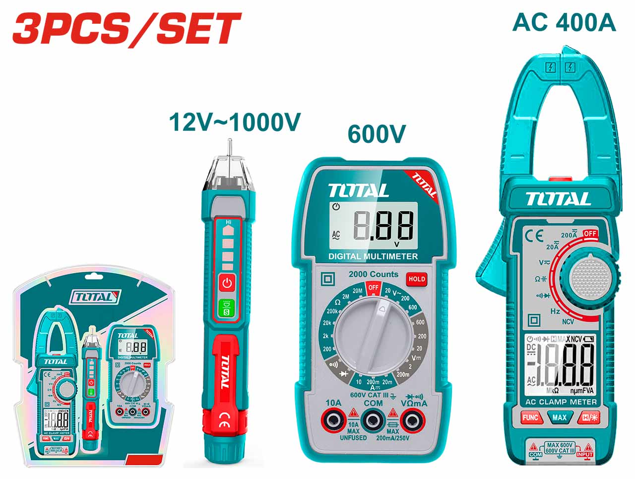 TOTAL 3-Piece Electrical Test Kit | TOS23068