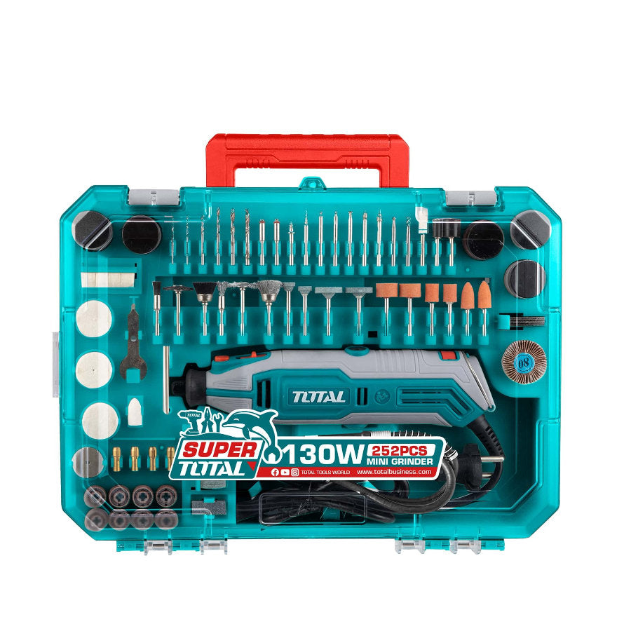 TOTAL 130W Mini Grinder & 252 Accessories Versatile