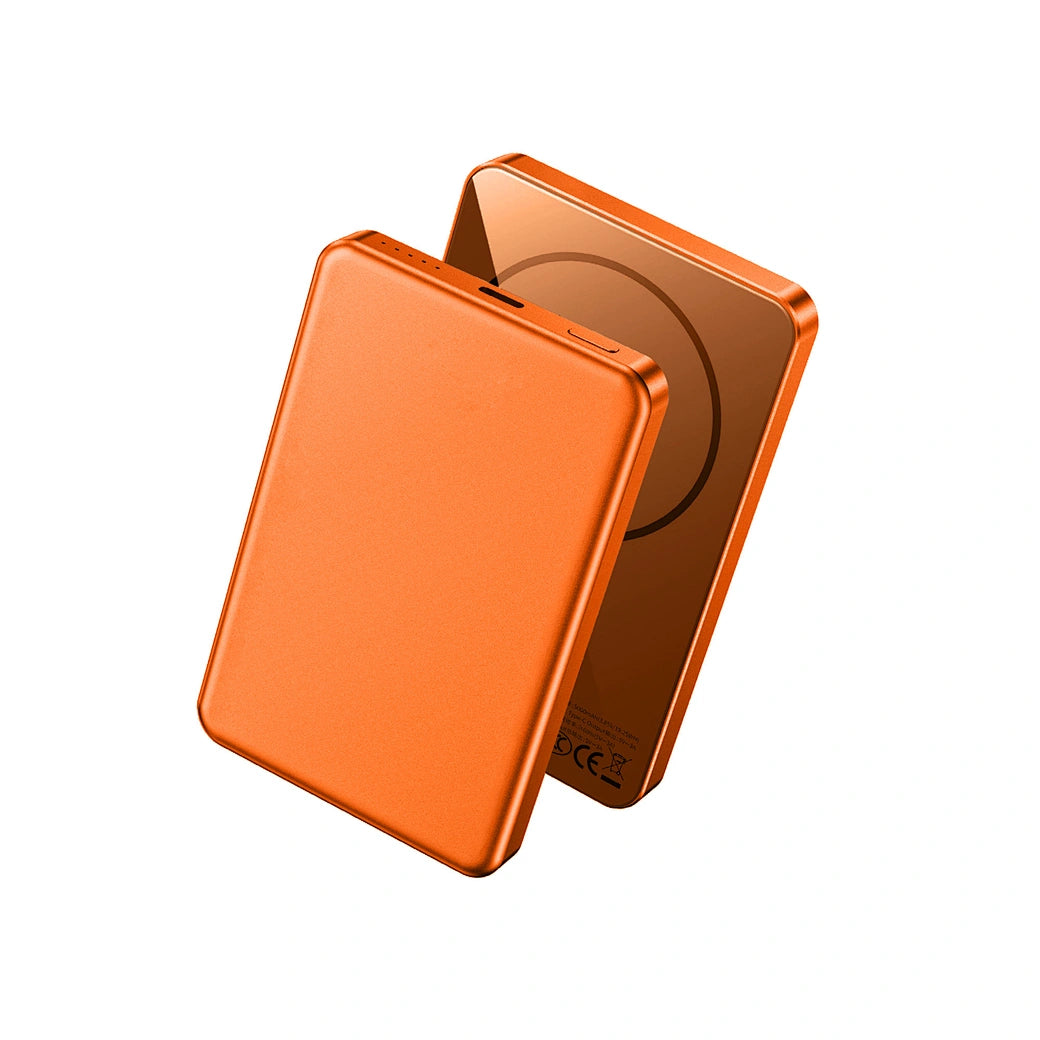 WIWU Ultra Thin Magnetic Power Bank 5000mAh P15 - 15W Wireless Charging (Orange)
