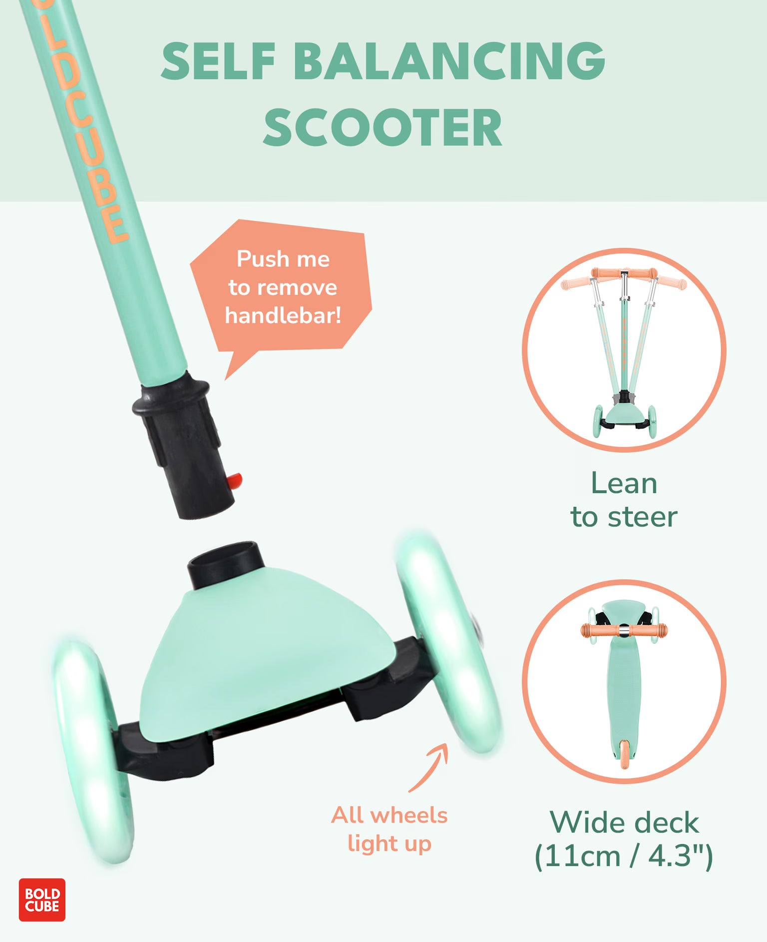 Bold Cube - Three Wheel Scooter Teeny - Mint - Age 3-6