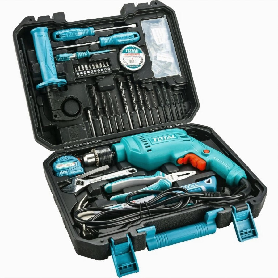 Total 13mm 680W Drill with 115-Piece Tool Set Complete Solution