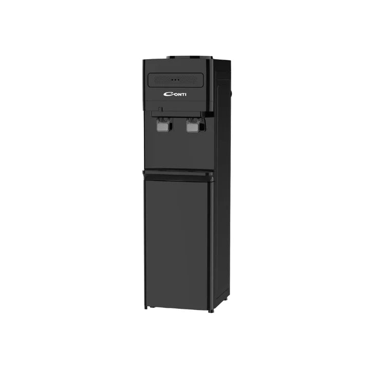 Conti WD-F317-B Water Dispenser – 2 Taps (Hot & Cold), Stainless Steel Tank, Child Safety Lock & Storage Cabinet, Black