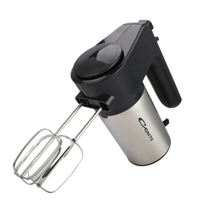 Conti HM-30002-BS Hand Mixer – 300W, Stainless Steel, 5 Speeds + Turbo, Whisk & Dough Hook Attachments
