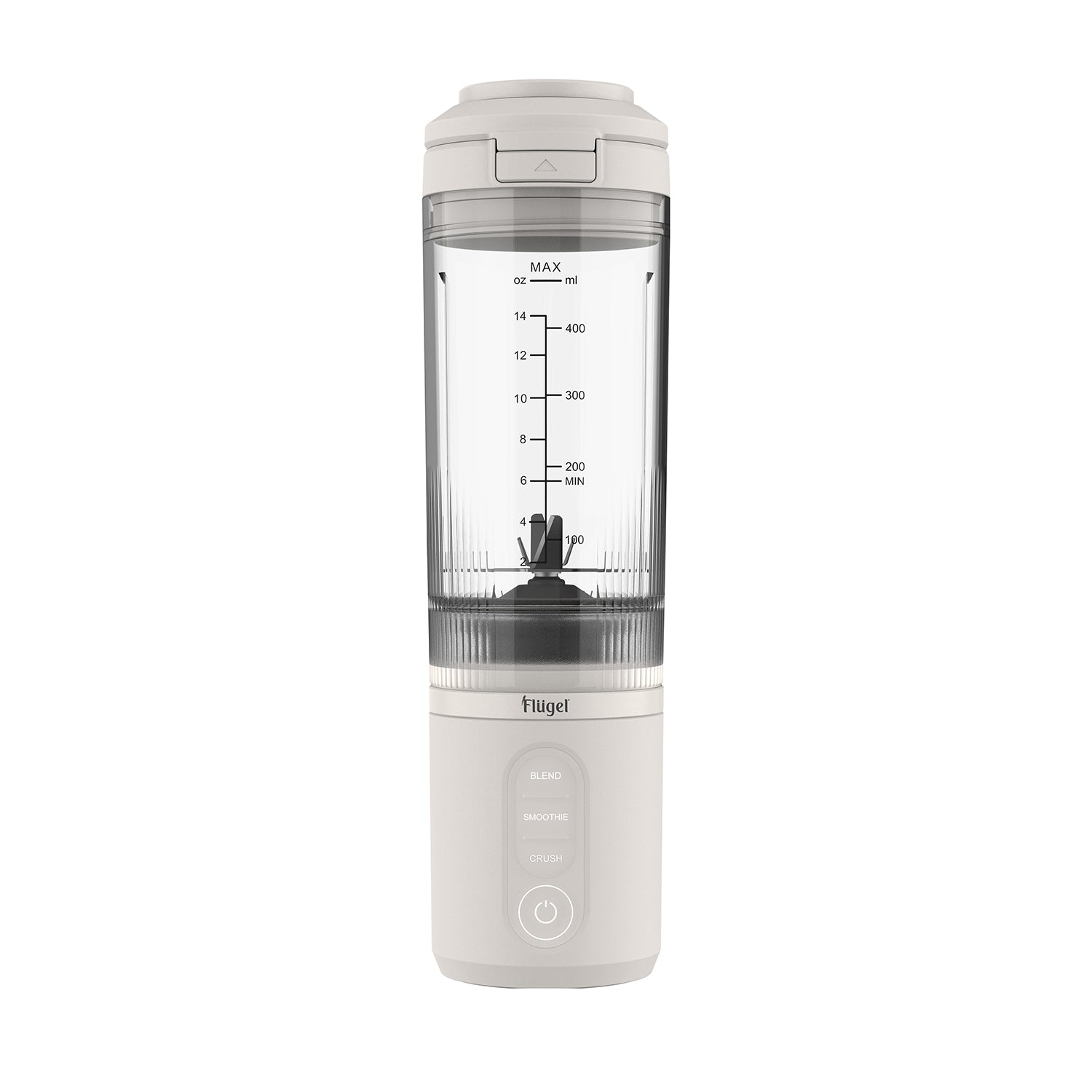 Flugel VitaGo Portable Blender – 180W, 600ml BPA-Free Tritan Cup, USB-C Fast Charging, Stainless Steel Blades | White