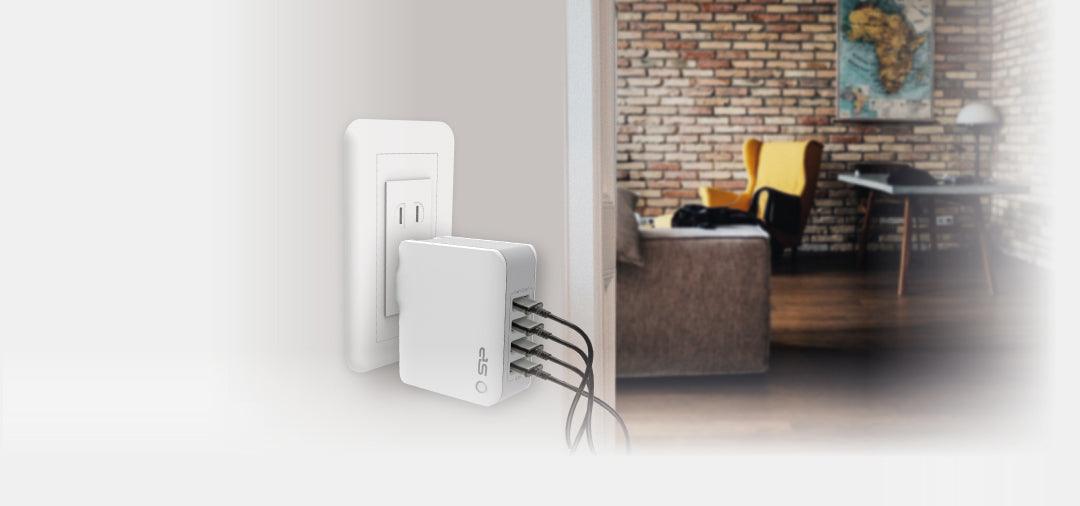 Silicon Power WC104P Wall Charger 4 USB Ports Fast Charging - White